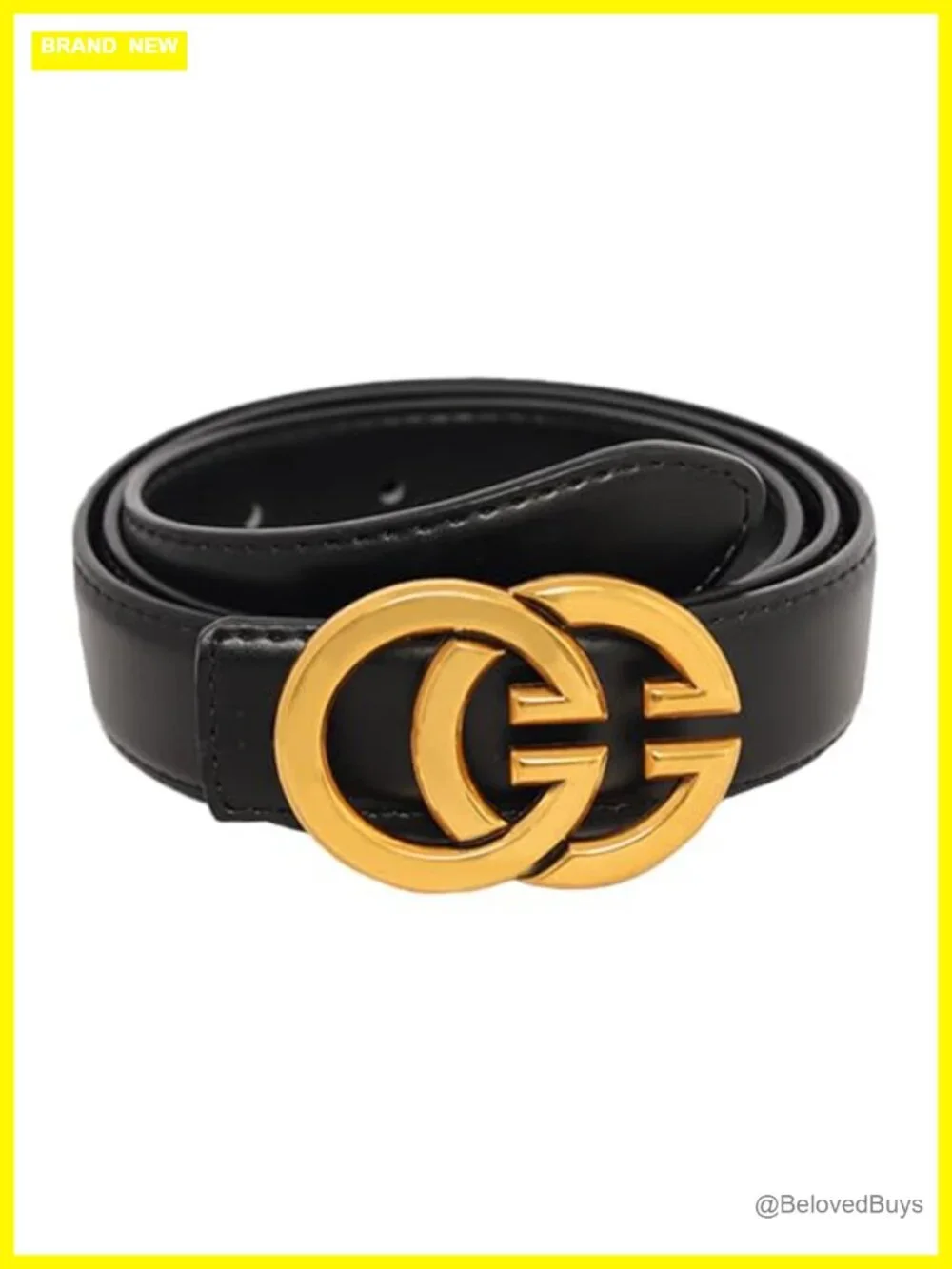 Women's Classic Metal Buckle Faux Leather Waist Belt for Jeans or Dress